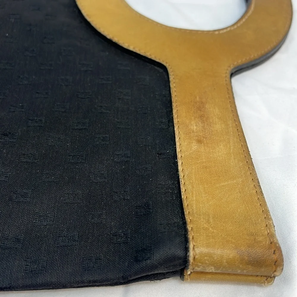 Vintage Fendi Shopper Trotter Flat Logo Canvas Tote Bag